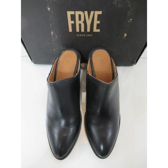 Women's Shoes Frye Serena Mule Slide Leather Inverted Wedge Heels Black Size 9 - Picture 4 of 9